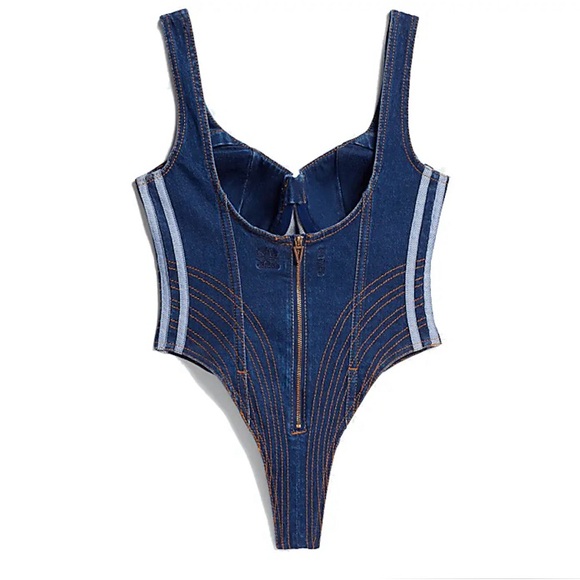 Adidas X Ivy Park Rodeo Denim Bodysuit Dark Denim Women Size S - Picture 4 of 4